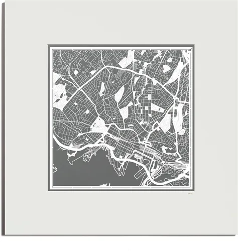 Vista 136 de O3 Design Studio Mapa de corte de papel de París, color negro mate, 20 x 20 pulgadas, arte en papel
