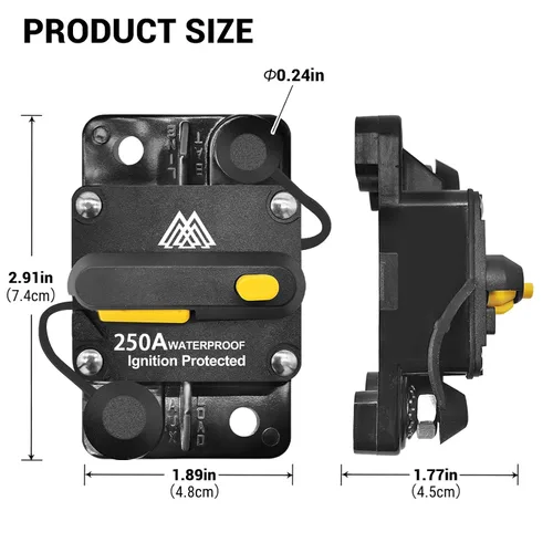 Vista 5 de Interruptor de circuito impermeable de 250 A, portafusibles de 12 V - 48 V CC Interruptor de reinicio manual para motor de arrastre de barco