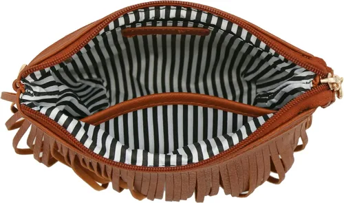 Vista 5 de Bandolera pequeña con flecos y correa de muñeca