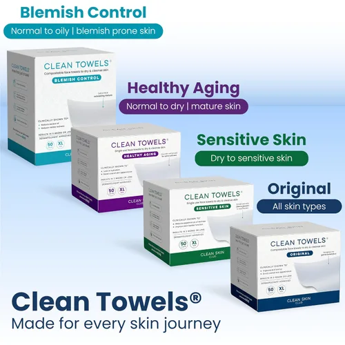 Vista 10 de Clean Skin Club Clean Towels XL®, toalla facial 100% biológica certificada por USDA, toallita facial desechable, aceptada por la Asociación