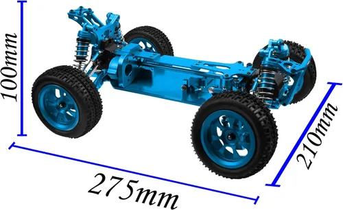 Vista 4 de Share Goo Marco de chasis de cuerpo RC de metal 1/14 4WD Kit de marco compatible con WLtoys 1/14 144010 144001 144002 RC Car Upgrade Parts (azul)