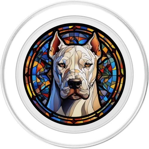 Vista 2 de Dogo Argentino Dog Stained Glass Leadlight Artistic Design PopSockets MagSafe PopGrip for iPhone