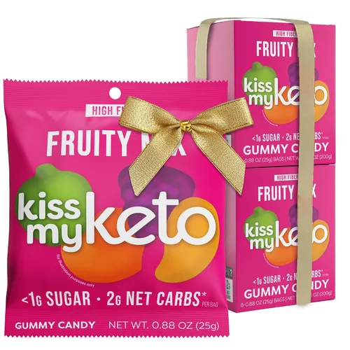 Vista 13 de Kiss My Keto Gomitas sin azúcar, mordeduras de bayas, paquete de 8 – Satisface los antojos mientras te mantienes en cetosis – Alto en fibra, 0.17 oz