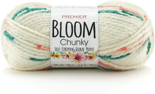 Vista 19 de Premier Yarns Bloom - Hilo grueso, hilo con patrón automático para ganchillo y tejer, Hydrangea, 3.5 oz, 109 yardas
