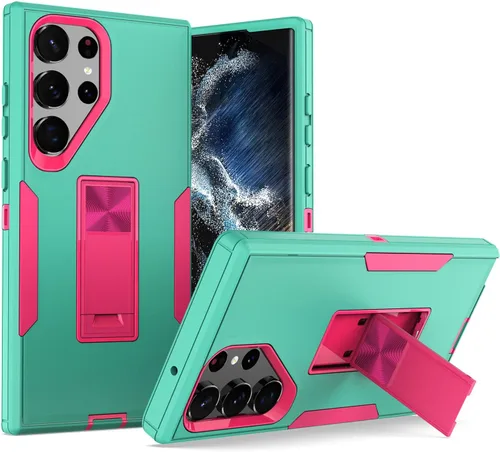 Vista 9 de Funda diseñada para Samsung Galaxy S23 Ultra con soporte, protección contra caídas funciona con soporte magnético para automóvil, a prueba de polvo