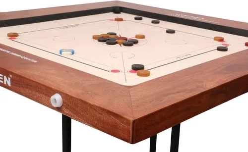 Vista 3 de KD Golden Carrom - Juego de mesa antiguo para interiores aprobado por la Federación Carrom de India y la Asociación Maharashtra Carrom