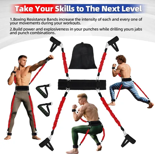 Vista 3 de Conjunto de bandas de resistencia para boxeo YORWHIN para equipo de entrenamiento de MMA y artes marciales, bandas de ejercicio de 150 libras