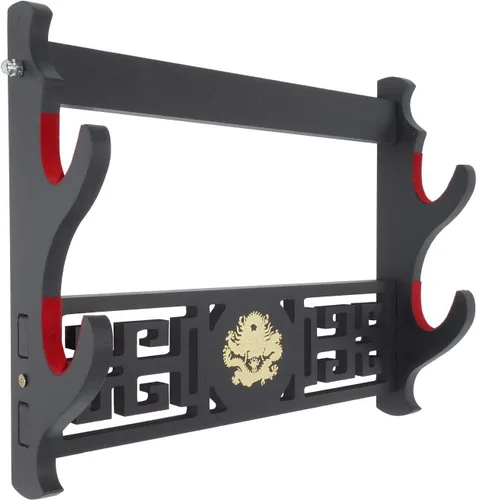Vista 9 de Soporte de pared para espada de dragón, soporte acolchado de terciopelo para Katana, soporte de espada samurái, estante de exhibición