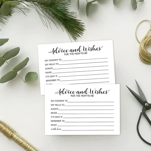 Vista 2 de TENTADO Tarjeta de consejos para baby shower, paquete de 50 unidades de 4 x 6 pulgadas, calidad premium, perfecta para juegos de baby shower