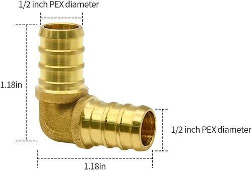 Vista 3 de Paquete de 10 accesorios de codo PEX de 1/2 pulgada, accesorios de latón para tubería PEX