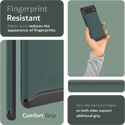Vista 5 de TUDIA DualShield - Funda diseñada para Google Pixel 6 (2021), [Merge] a prueba de golpes, grado militar, delgada, resistente, de doble capa de Verde