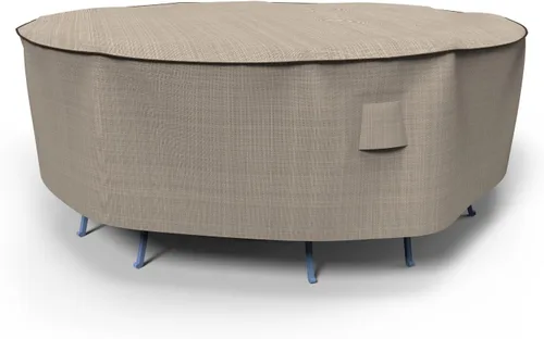 Vista 10 de Budge P5A08PM1 - Mesa redonda de jardín inglés y sillas para patio, cubierta combinada resistente e impermeable, pequeña, de dos tonos marrón