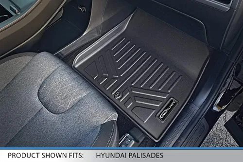 Vista 3 de SMARTLINER Juego de alfombrillas de piso de ajuste personalizado de 2 filas compatibles con Hyundai Palisade 2020-2025