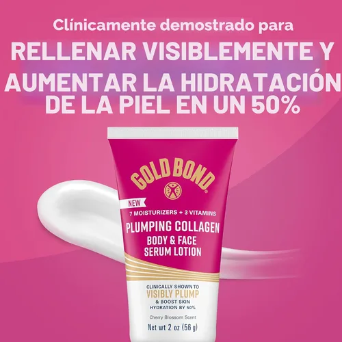 Vista 3 de Gold Bond Loción de suero de colágeno para cuerpo y cara, hidratante ligera con complejo de péptidos de colágeno, aceites de jojoba y semillas
