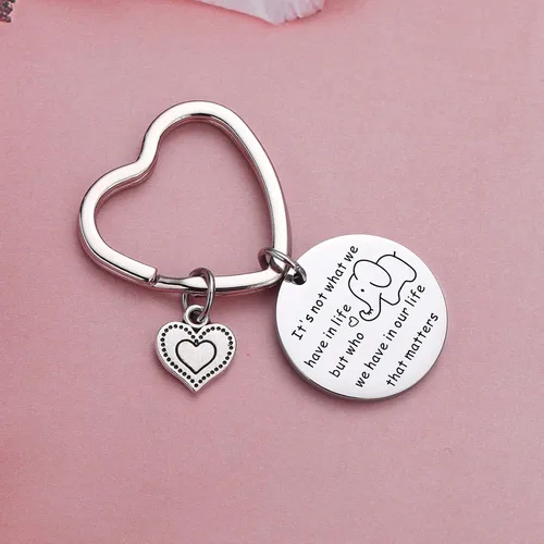 Vista 3 de Llavero de elefante, llavero para hermanos, llavero para hermana, joyería de cumpleaños, joyería de cumpleaños, llavero de hija, llavero de aliento