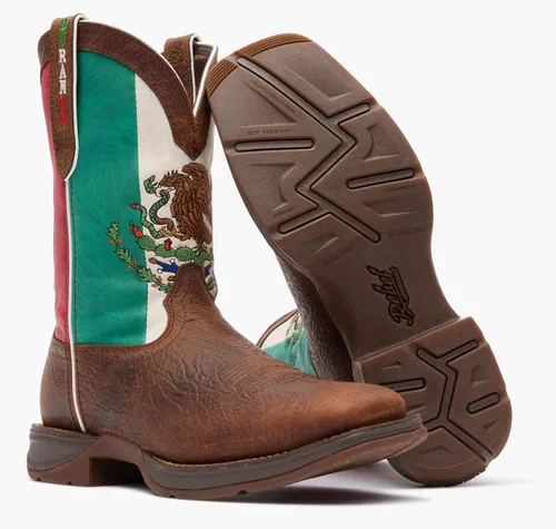 Vista 2 de Durango Botas Western Rebel By Durango con la bandera de México para hombre