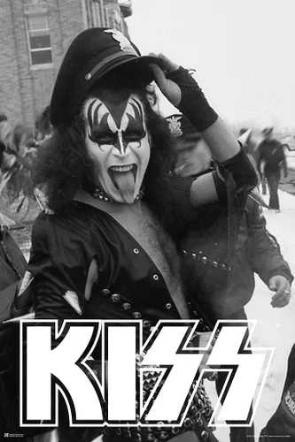 Vista 2 de Póster de beso laminado con el sombrero de policía del demonio, Gene Simmons, banda de beso, mercancía, coleccionables, beso, recuerdos, música