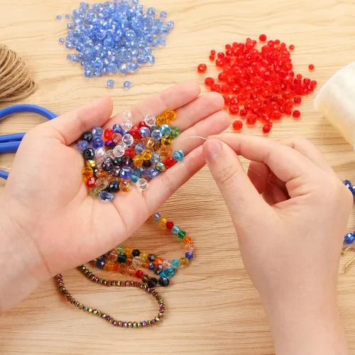 Vista 7 de 750 cuentas de cristal surtidas para la fabricación de joyas, cuentas espaciadoras de cristal de diamantes facetadas coloridas Rondelle y Briolette