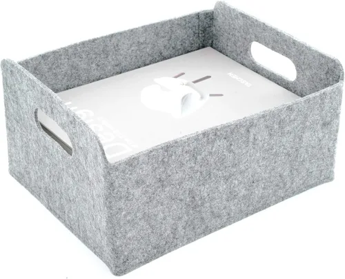 Vista 17 de Welaxy Cestas de almacenamiento plegables de fieltro, cubos de almacenamiento para estantes, caja de fieltro para niños, juguetes, revistas, libros