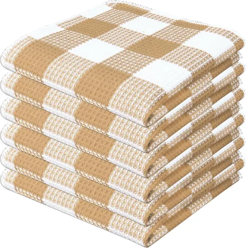Vista 15 de PurpleEssences Trapos de cocina a cuadros con tejido de gofre, 100% algodón, 12 x 12 pulgadas, suaves, absorbentes, de secado rápido, trapos