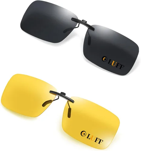 Vista 10 de LUFF Polarized/Night Vision Clip on Sunglasses/Myopia Glasses for Driving Black-Yellow