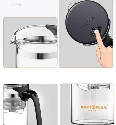 Vista 6 de Kamjove Tetera de cristal con filtro desmontable 16.9 fl oz, tetera resistente al calor de borosilicato de 16.9OZ