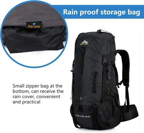 Vista 5 de Mochila de senderismo grande de 70 litros, mochila ligera para hombres y mujeres, al aire libre, gran capacidad, montañismo, impermeable, mochila