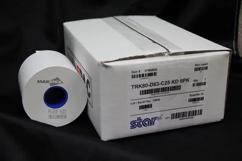 Vista 2 de Star Micronics TRK80 - Rollos de papel térmico adhesivo de 3 pulgadas (3.150 in), paquete de 6, compatible con TSP650IISK