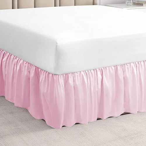 Vista 8 de Falda de cama individual negra para falda de cama con volantes con caída de 16 pulgadas, tela de tres lados ajustable con volantes suaves y sedosos