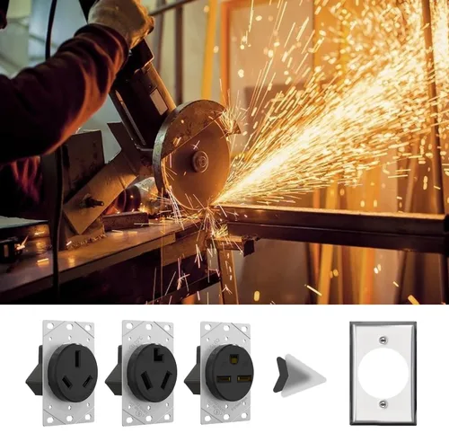 Vista 5 de Micmi Placa de pared de metal con salida de receptáculo de un solo orificio de 2.12 pulgadas de diámetro, placa de pared de tamaño estándar de 1