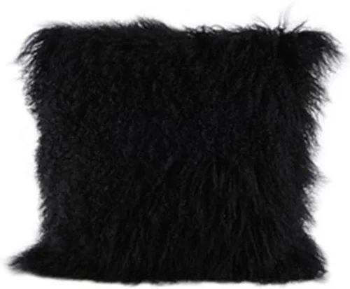 Vista 17 de Funda de almohada de piel de cordero mongol negra lujosa, funda de cojín de piel de oveja suave de felpa, funda de almohada de piel suave, funda