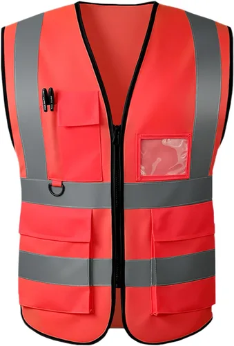Vista 8 de High Visibility Safety Vest with Reflective Strips & Pockets