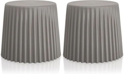 Vista 12 de 2xhome Juego de 2 taburetes apilables modernos Mesa auxiliar versátil moldeada de plástico, otomana, sillas Resistente a la intemperie para uso