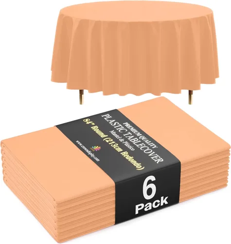 Vista 22 de Exquisite 66% Thicker Premium Aqua Round Tablecloth 0.5 Mil 6 Pack Plastic Table Cloth Disposable 84 Inch Round Plastic Tablecloth Won't Tear Easily