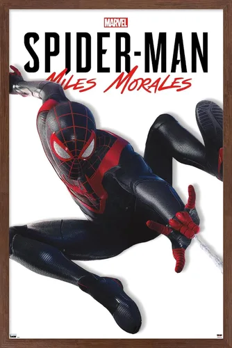 Vista 9 de Trends International Marvel Comics - Póster de pared de la serie Miles Morales, 22.4 pulgadas de largo x 14.7 pulgadas, versión enmarcada de madera