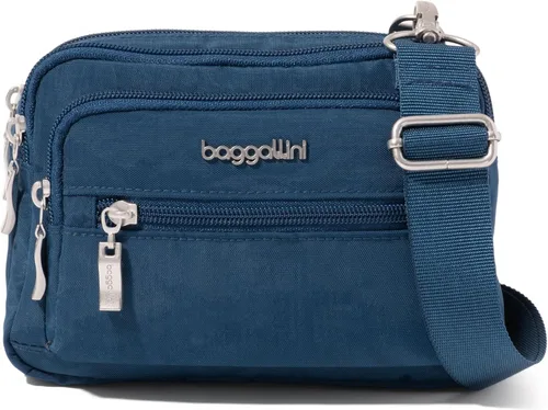 Vista 11 de Baggallini Bolsa cruzada pequeña con triple cremallera para mujer, 8 x 6 pulgadas, ligera, convertible