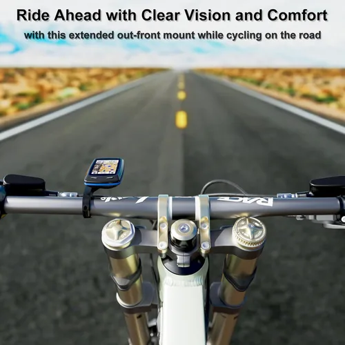 Vista 6 de Soporte de bicicleta frontal para computadora GPS Garmin Edge, soporte de manillar de ciclismo extendido IIISOGNO para Edge