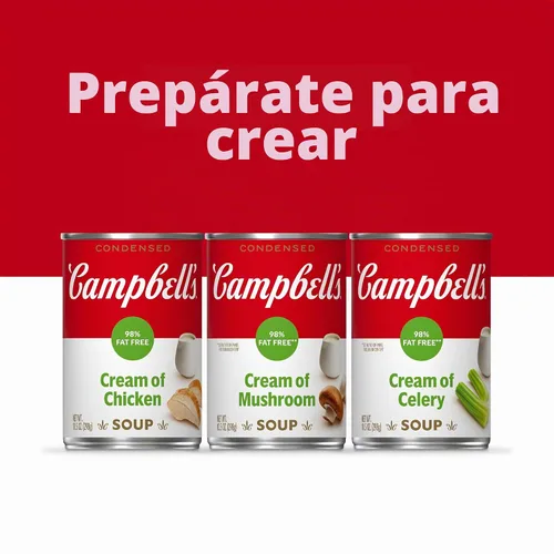 Vista 6 de Campbell's Crema de pollo condensada 98% libre de grasa, lata de 10.5 onzas