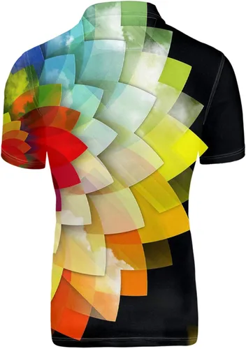 Vista 2 de HUGS IDEA Novedoso verano colorido de los hombres de manga corta de la blusa de la camisa camisetas tops camisetas