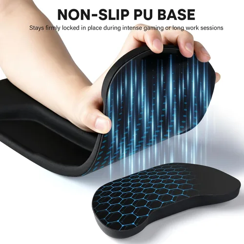 Vista 6 de JIKIOU Wrist Rest for Keyboard and Mouse, Soft Memory Foam Wrist Rest Black 02púrpura