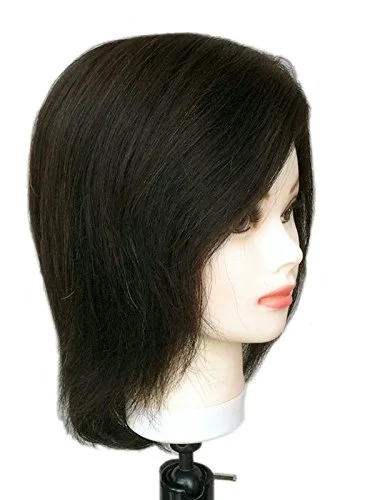 Vista 2 de Andrea - 10-12 pulgadas negro 100% cabello humano cosmetología maniquí maniquí cabeza de entrenamiento por Charlene®