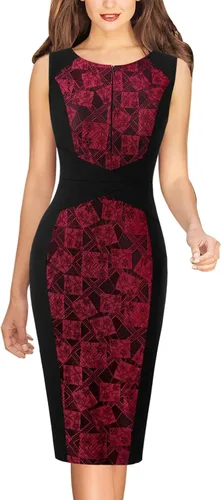 Vista 2 de VFSHOW Vestido ajustado con cremallera para mujer, para trabajo, negocios, oficina, cóctel, fiesta, vestido ajustado
