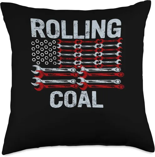 Vista 4 de Diesel Mechanic Dad by RWN11 Tees Co. Cojín de coche diésel para el Día del Padre, mecánico de autos con diseño de bandera de Estados Unidos, 16 x