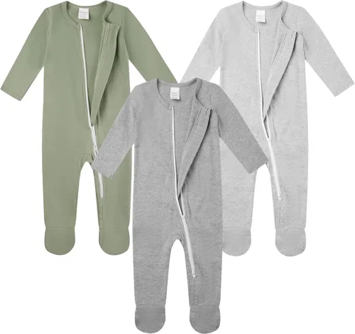Vista 2 de Pijama de algodón para dormir y jugar para bebé, overol ajustado con pies, pijama con cremallera frontal