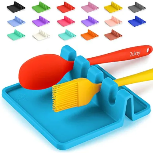 Vista 23 de Zulay Kitchen - Reposa utensilios de silicona con bandeja antigoteo para múltiples utensilios de cocina, reposacucharas sin BPA y resistente al