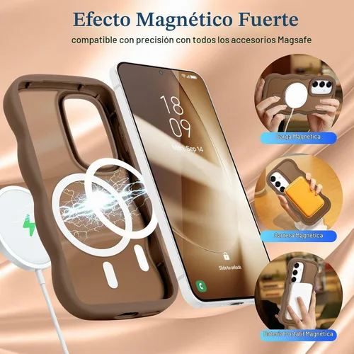 Vista 3 de Pepmune for Samsung Galaxy S25 Plus/S24 Plus Case Wave Frame, Desert Gold Dorado Desierto