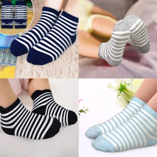 Vista 5 de Tphon Calcetines antideslizantes para niños pequeños con agarre, 12 pares de calcetines antideslizantes para niños y niñas de 1 a 7 años