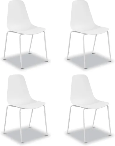 Vista 24 de Poly & BARK Isla - Juego de 4 sillas de cocina modernas, sillas de comedor de plástico con patas de metal, montaje rápido, sillas simples de café