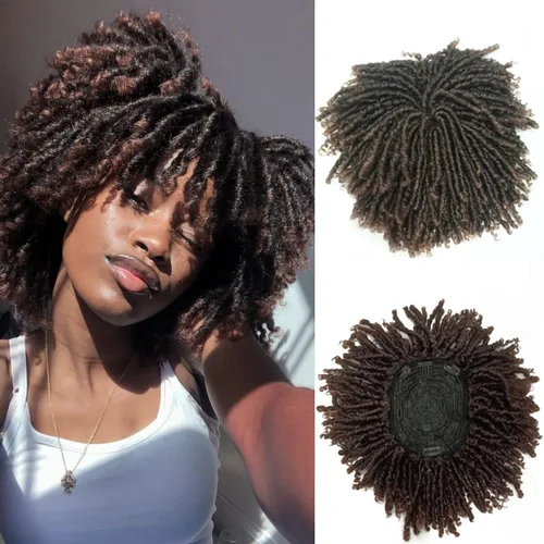 Vista 7 de Locs Wiglets - Peluca de cabello con rastas para mujeres/hombres, 6 pulgadas, corto, rubio ceniza ombré, con clip, trenzado, media peluca, peluca