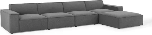 Vista 2 de Modway Restore - Sofá seccional tapizado de 5 piezas en color carbón
